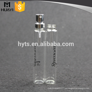 Vacío Claro logotipo personalizado impreso Perfume de vidrio Botella de tubo